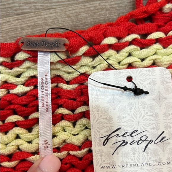 Free People Striped Red and Cream Sweater BNWT size Small - Picture 3 of 4